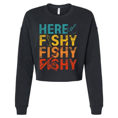 Here Fishy Fishy Fishy Cropped Pullover Crew