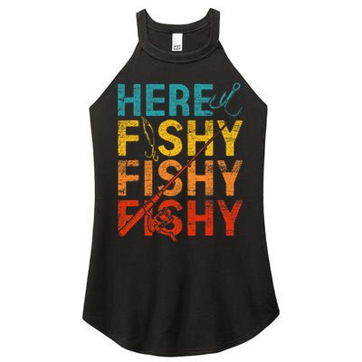 Here Fishy Fishy Fishy Women's Perfect Tri Rocker Tank