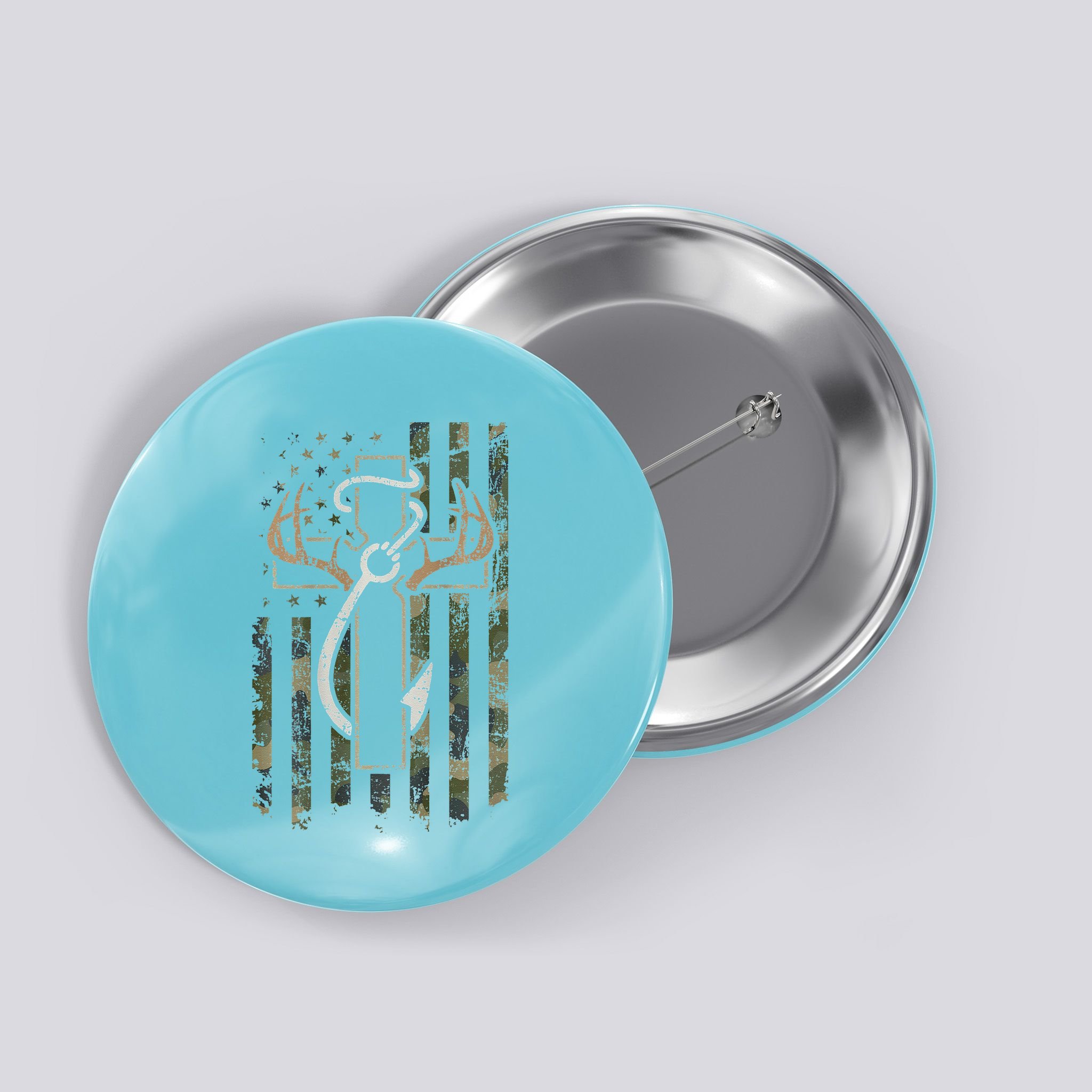 Hunting Fishing Faith Hunter Fisherman Camo Usa On Back Button