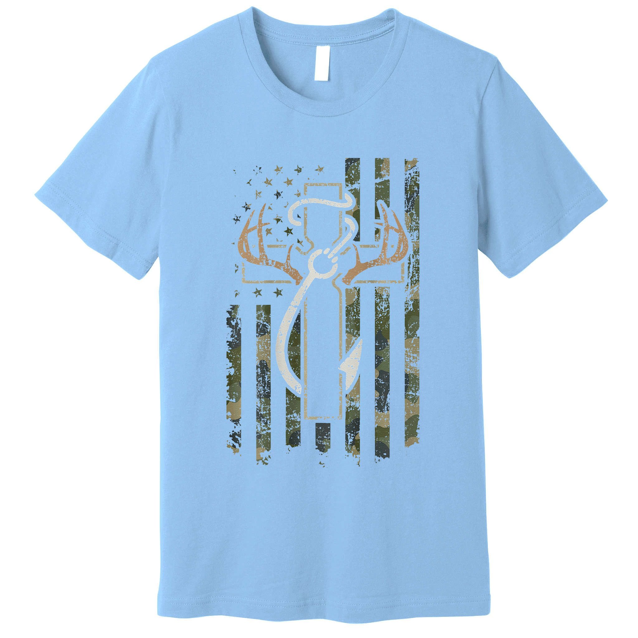 Hunting Fishing Faith Hunter Fisherman Camo Usa On Back Premium T-Shirt