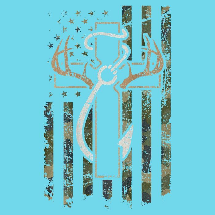 Hunting Fishing Faith Hunter Fisherman Camo Usa On Back Women's V-Neck T-Shirt