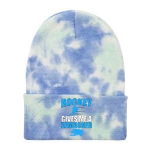 Hockey Fan Funny Gift Hockey Gives Me A Zamboner Funny Hockey Gift Tie Dye 12in Knit Beanie