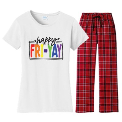 Happy Friyay Friday Funny Teacher Friyay Teacher Women's Flannel Pajama Set