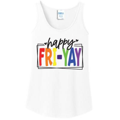 Happy Friyay Friday Funny Teacher Friyay Teacher Ladies Essential Tank