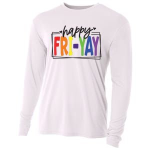 Happy Friyay Friday Funny Teacher Friyay Teacher Cooling Performance Long Sleeve Crew