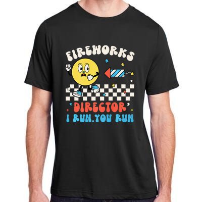 Hippie Face Fireworks Director I Run You Run 4th Of July Fun Adult ChromaSoft Performance T-Shirt