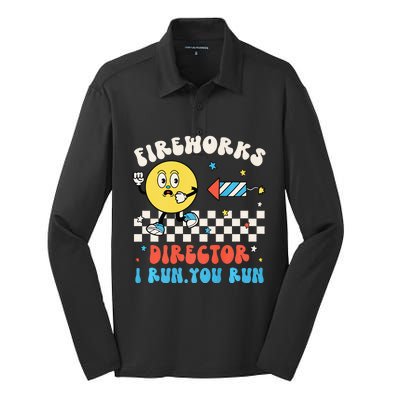 Hippie Face Fireworks Director I Run You Run 4th Of July Fun Silk Touch Performance Long Sleeve Polo