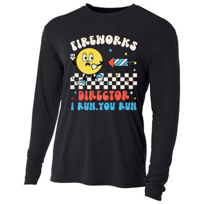 Hippie Face Fireworks Director I Run You Run 4th Of July Fun Cooling Performance Long Sleeve Crew