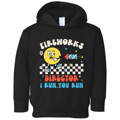 Hippie Face Fireworks Director I Run You Run 4th Of July Fun Toddler Hoodie