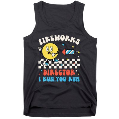 Hippie Face Fireworks Director I Run You Run 4th Of July Fun Tank Top