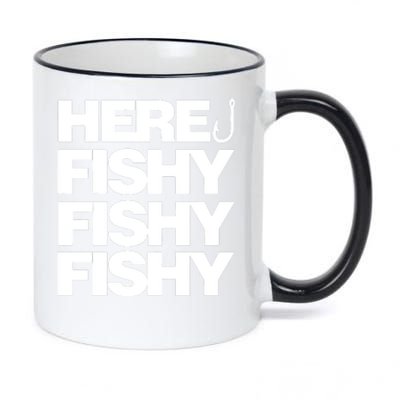 Here Fishy Fishy Fishy 11oz Black Color Changing Mug