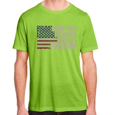 Hunting Fishing Family And Freedom / Usa Flag Fisher Hunter Gift Adult ChromaSoft Performance T-Shirt