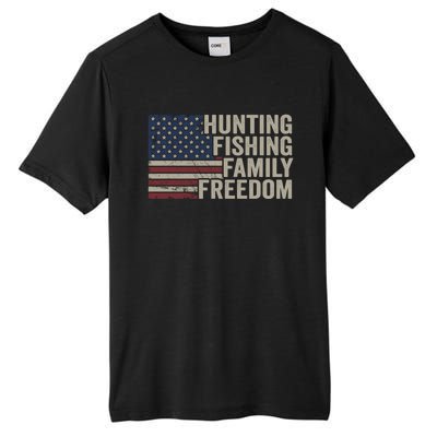 Hunting Fishing Family And Freedom / Usa Flag Fisher Hunter Gift Tall Fusion ChromaSoft Performance T-Shirt