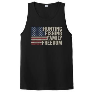 Hunting Fishing Family And Freedom / Usa Flag Fisher Hunter Gift PosiCharge Competitor Tank