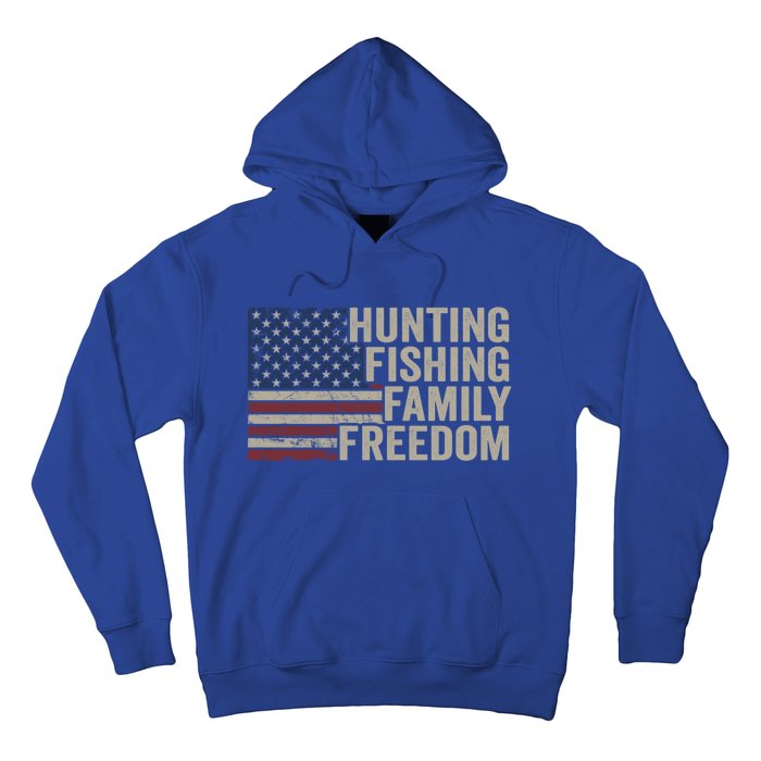 Hunting Fishing Family And Freedom / Usa Flag Fisher Hunter Gift Hoodie