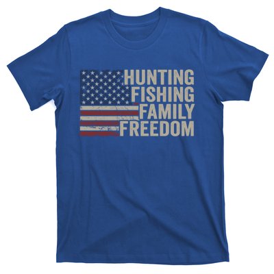 Hunting Fishing Family And Freedom / Usa Flag Fisher Hunter Gift T-Shirt