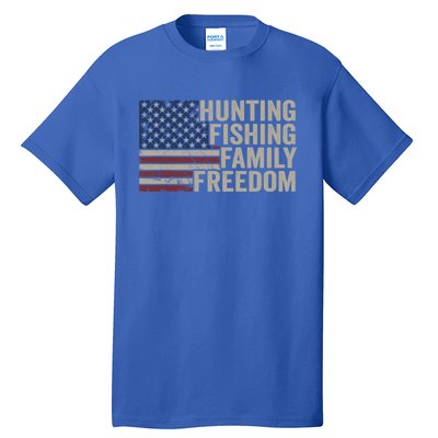 Hunting Fishing Family And Freedom / Usa Flag Fisher Hunter Gift Tall T-Shirt