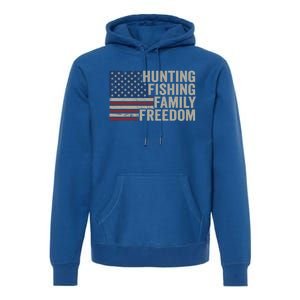 Hunting Fishing Family And Freedom / Usa Flag Fisher Hunter Gift Premium Hoodie