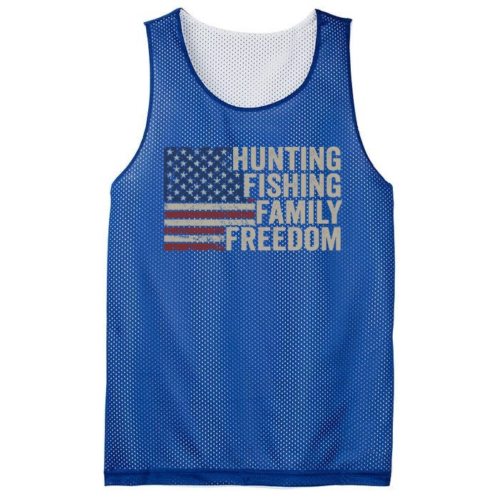 Hunting Fishing Family And Freedom / Usa Flag Fisher Hunter Gift Mesh Reversible Basketball Jersey Tank