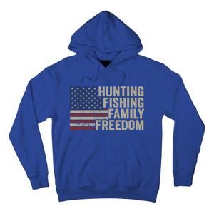 Hunting Fishing Family And Freedom / Usa Flag Fisher Hunter Gift Tall Hoodie