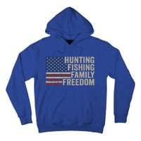 Hunting Fishing Family And Freedom / Usa Flag Fisher Hunter Gift Tall Hoodie