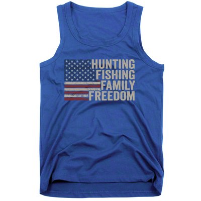 Hunting Fishing Family And Freedom / Usa Flag Fisher Hunter Gift Tank Top