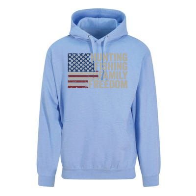 Hunting Fishing Family And Freedom / Usa Flag Fisher Hunter Gift Unisex Surf Hoodie