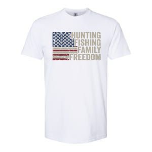 Hunting Fishing Family And Freedom / Usa Flag Fisher Hunter Gift Softstyle CVC T-Shirt