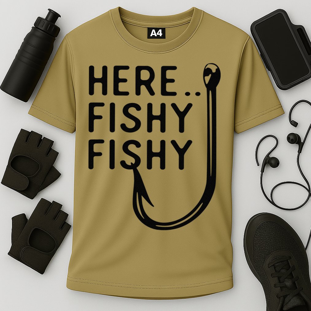 Here Fishy Fishy Cooling Performance Crew T-Shirt