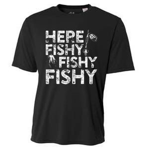 Here Fishy Fishy Fishy Fisherman Cooling Performance Crew T-Shirt