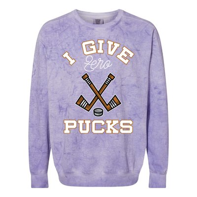 Hockey Field Funny Sports Pun I Give Zero Pucks Gift Colorblast Crewneck Sweatshirt