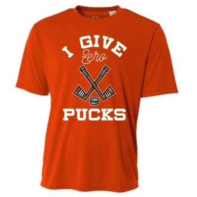 Hockey Field Funny Sports Pun I Give Zero Pucks Gift Cooling Performance Crew T-Shirt