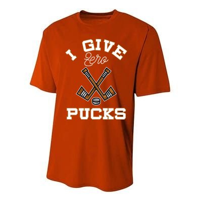 Hockey Field Funny Sports Pun I Give Zero Pucks Gift Performance Sprint T-Shirt