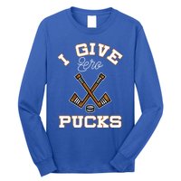 Hockey Field Funny Sports Pun I Give Zero Pucks Gift Long Sleeve Shirt