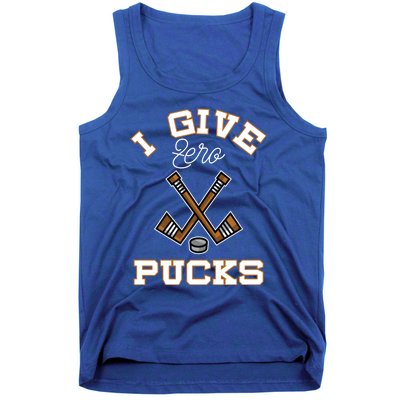 Hockey Field Funny Sports Pun I Give Zero Pucks Gift Tank Top