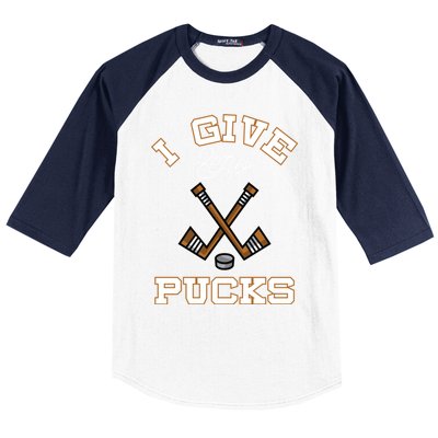 Hockey Field Funny Sports Pun I Give Zero Pucks Gift Baseball Sleeve Shirt