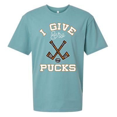 Hockey Field Funny Sports Pun I Give Zero Pucks Gift Sueded Cloud Jersey T-Shirt