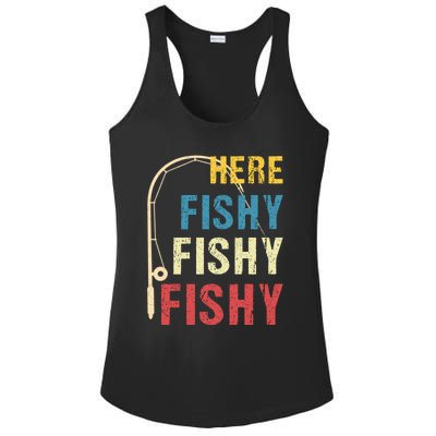 Here Fishy Fishy Fishy Ladies PosiCharge Competitor Racerback Tank