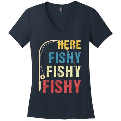 Here Fishy Fishy Fishy Women's V-Neck T-Shirt