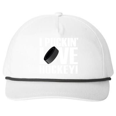 Hockey Fan Funny I Puckin Love Hockey Gift Snapback Five-Panel Rope Hat