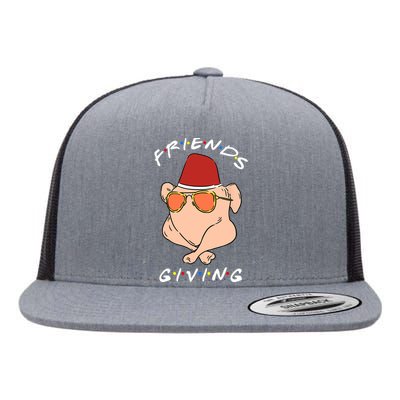 Happy Friendsgiving Funny Turkey Friends Giving Thanksgiving Flat Bill Trucker Hat