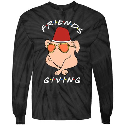 Happy Friendsgiving Funny Turkey Friends Giving Thanksgiving Tie-Dye Long Sleeve Shirt