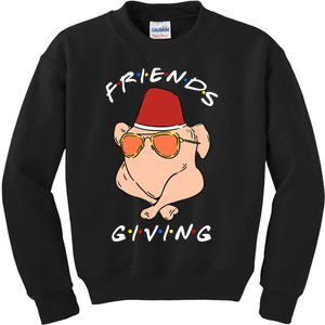 Happy Friendsgiving Funny Turkey Friends Giving Thanksgiving Kids Sweatshirt