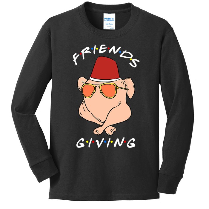 Happy Friendsgiving Funny Turkey Friends Giving Thanksgiving Kids Long Sleeve Shirt