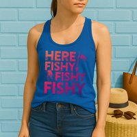 Here Fishy Fishy Fishy Gift Fisher Gifcool Gift Womens Tank Top
