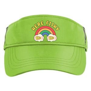 Here Fishy Fishy Fishy Funny Retro Rainbow Adult Drive Performance Visor