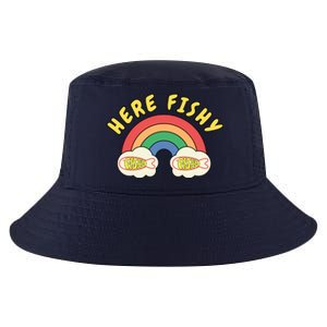 Here Fishy Fishy Fishy Funny Retro Rainbow Cool Comfort Performance Bucket Hat