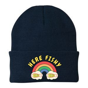 Here Fishy Fishy Fishy Funny Retro Rainbow Knit Cap Winter Beanie