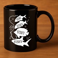 Here Fishy Fishy Fishing Lover 11oz C Handle Ceramic Mug