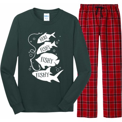 Here Fishy Fishy Fishing Lover Long Sleeve Pajama Set